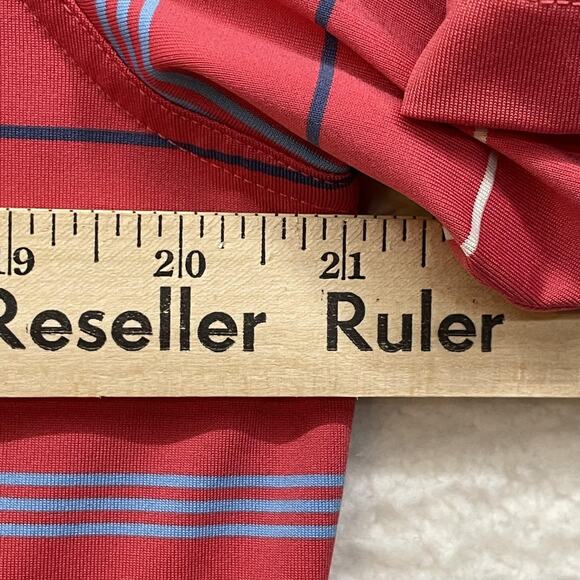 Vineyard Vines Polo Shirt Mens Medium Red Striped Performance Golf RFR Whale - Picture 10 of 12